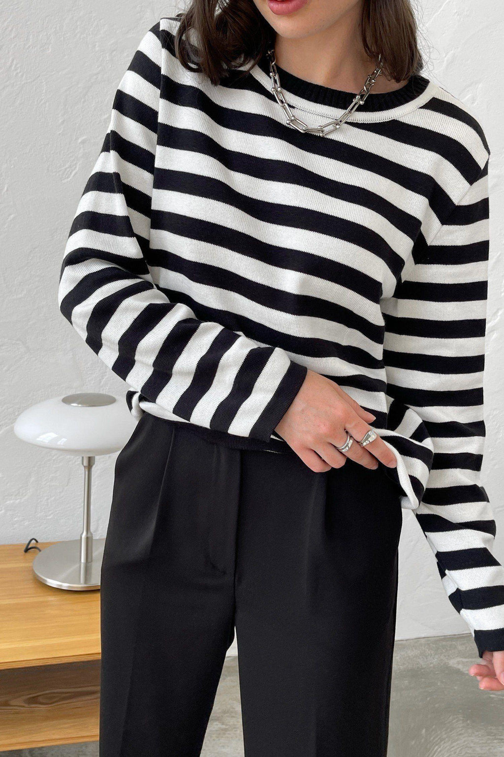 Rita Loose Casual Knitted Stripe Women Sweater