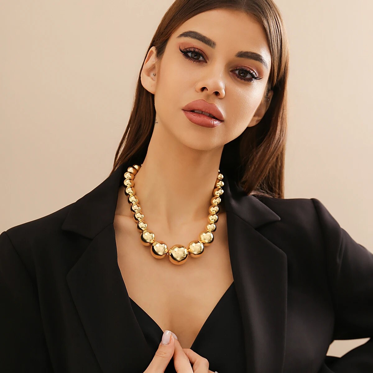 Sue Big Ball Bead Chain Necklace