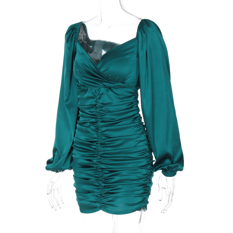 Jennifer Pleated Backless Sexy Mini Dress