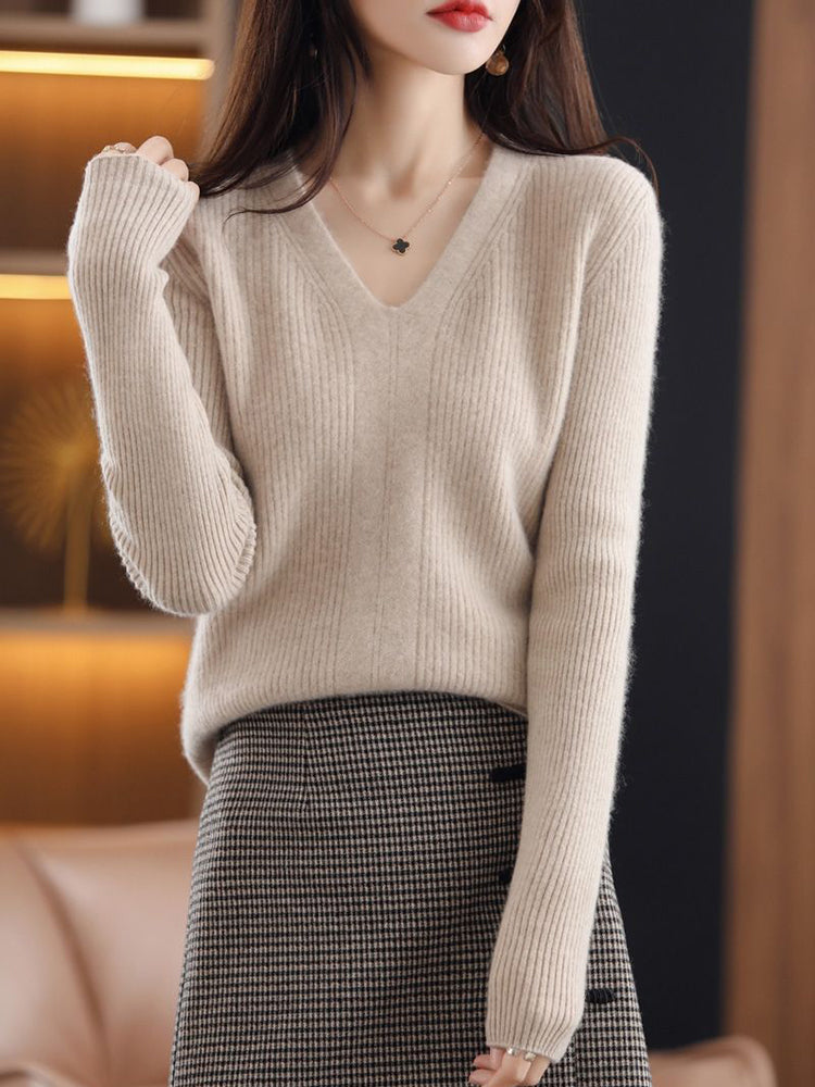 Margie Wool V-neck Woman Sweater