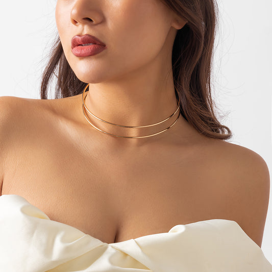 Erika Women Steampunk Metal Choker Necklace