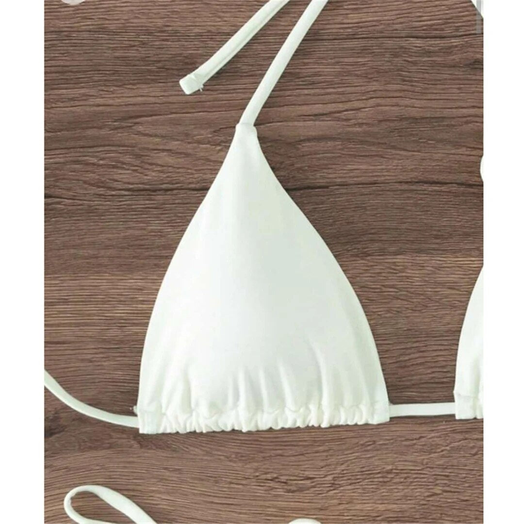 Janet Sexy 3D Flowers Halter Strappy Bikini