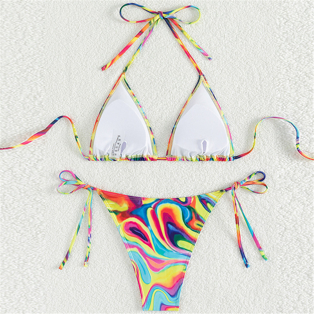 Sally Colorful Printed Halter Bikini