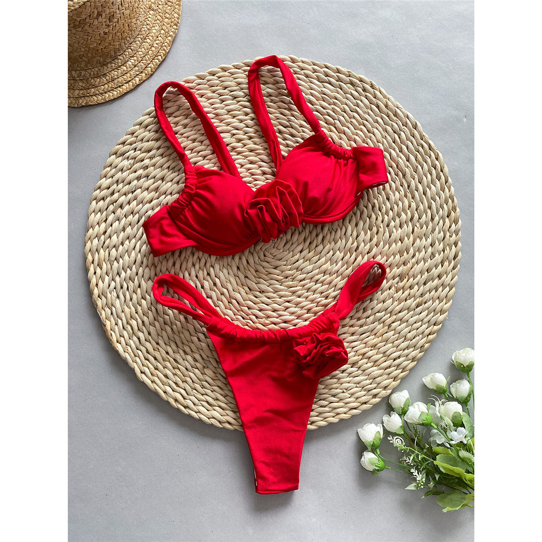 Ruby 3D Flowers High Leg Cut Underwired Bikini