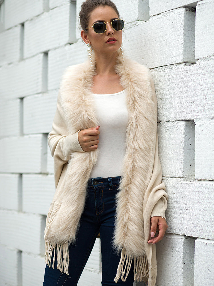 Debbie Fur Collar Bohemian Oversized Women Cardigan