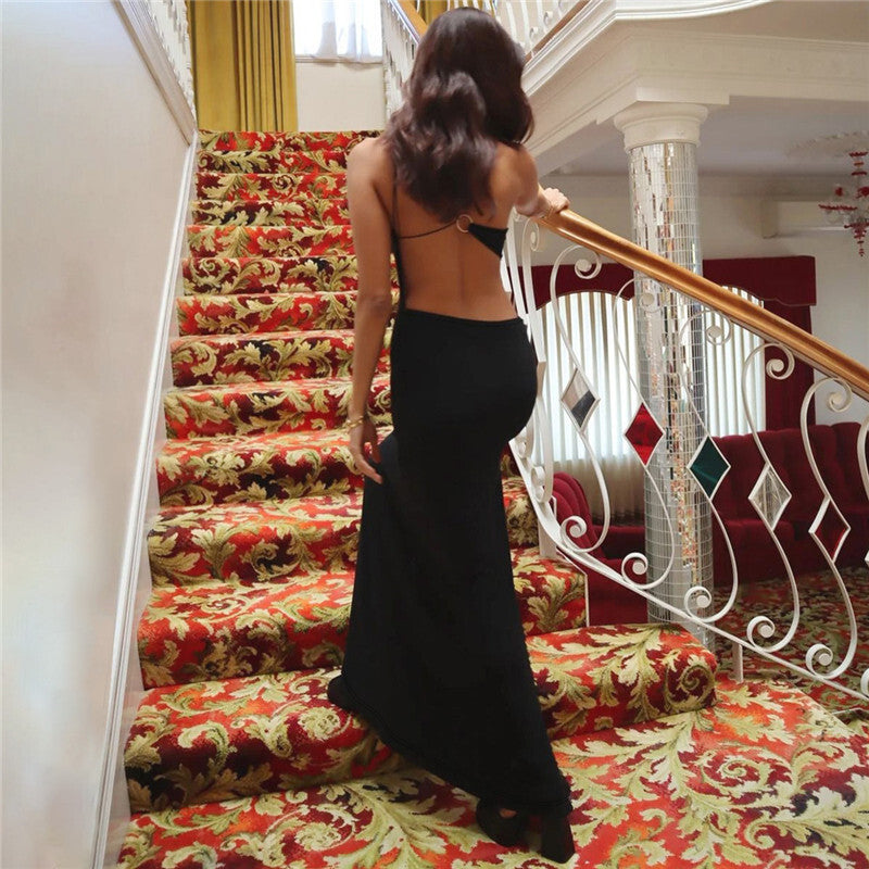 Tina Skew Collar Backless Sexy Mini Dress