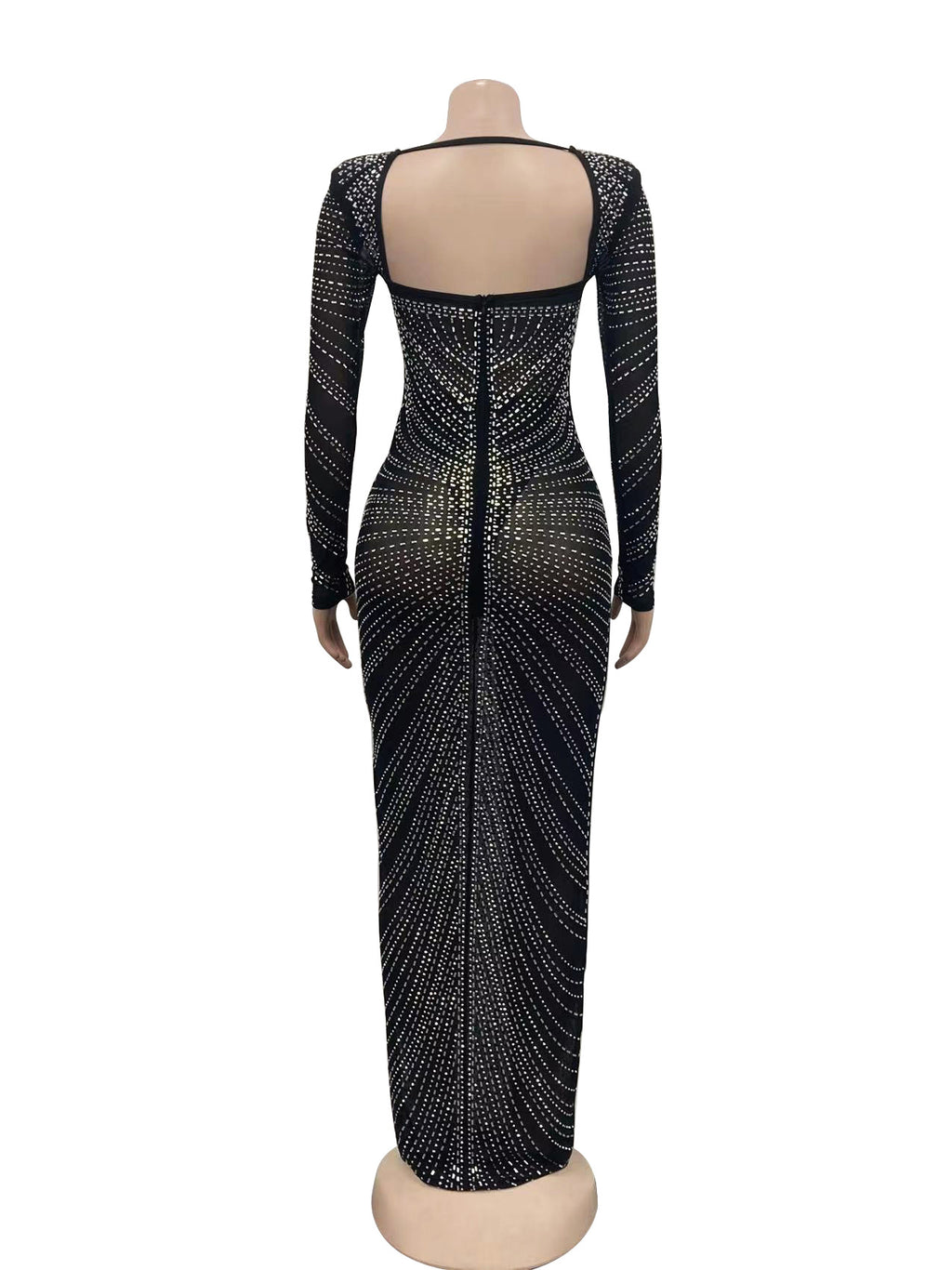 Lydia Glitter Mesh See Through Party Maxi Dress