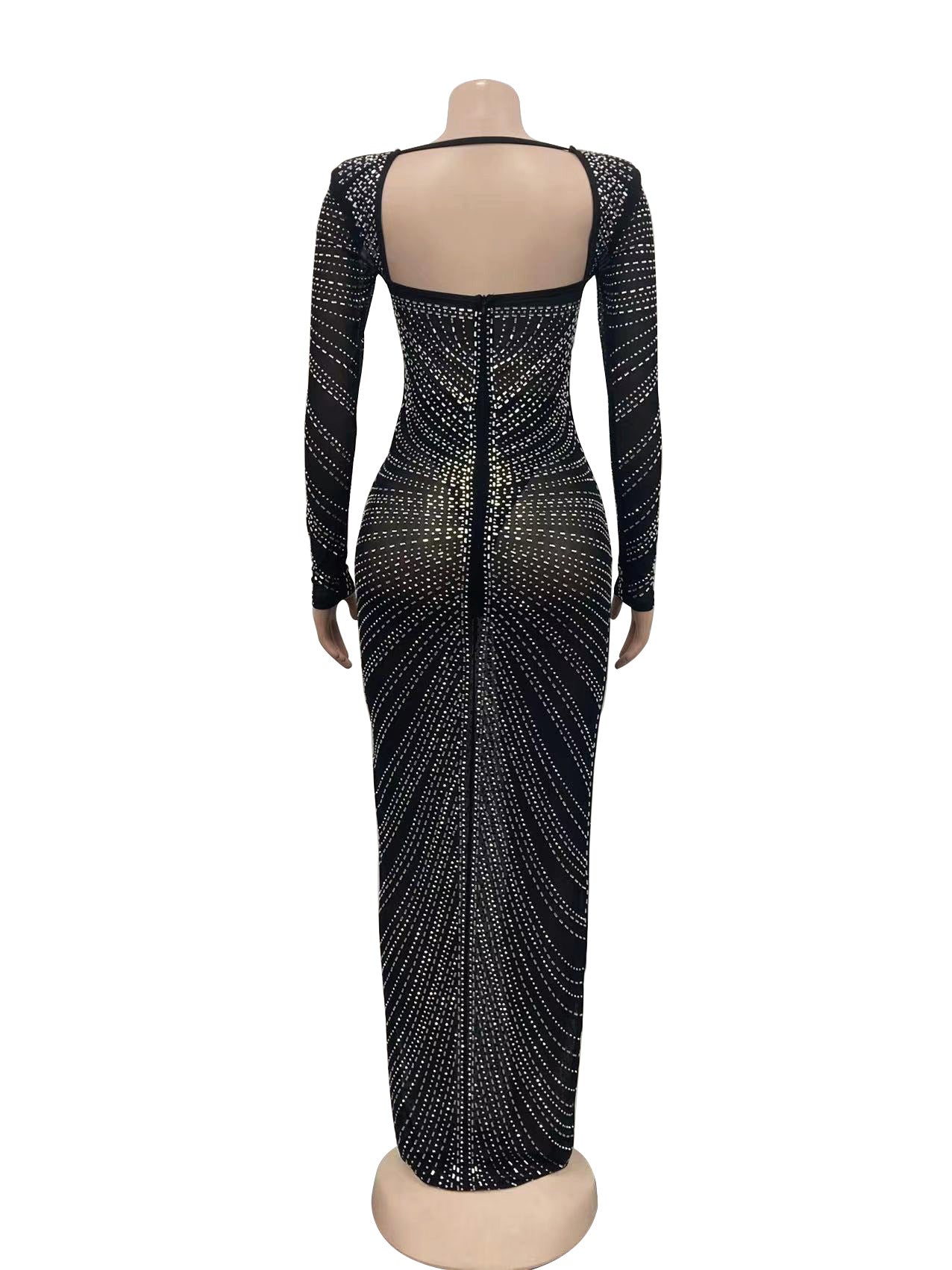 Lydia Glitter Mesh See Through Party Maxi Dress