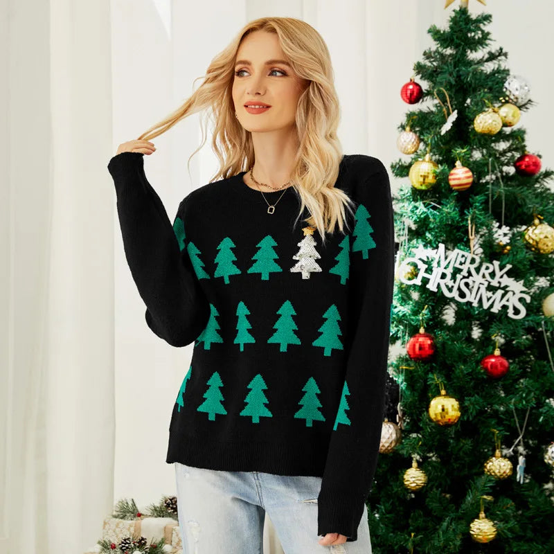 Lisa New Year Christmas Knitted Loose Women Sweater