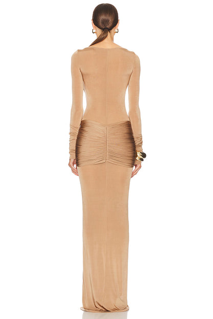Gloria Long Sleeve Ruched Sexy Maxi Dress