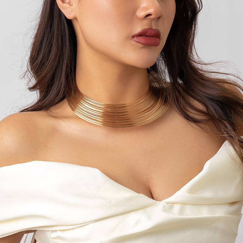 Jade Women Steampunk Metal Choker Necklace