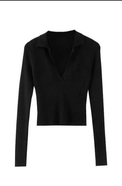 Lika V-neck Ribbed Knitted Sweater