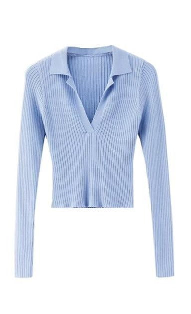 Lika V-neck Ribbed Knitted Sweater