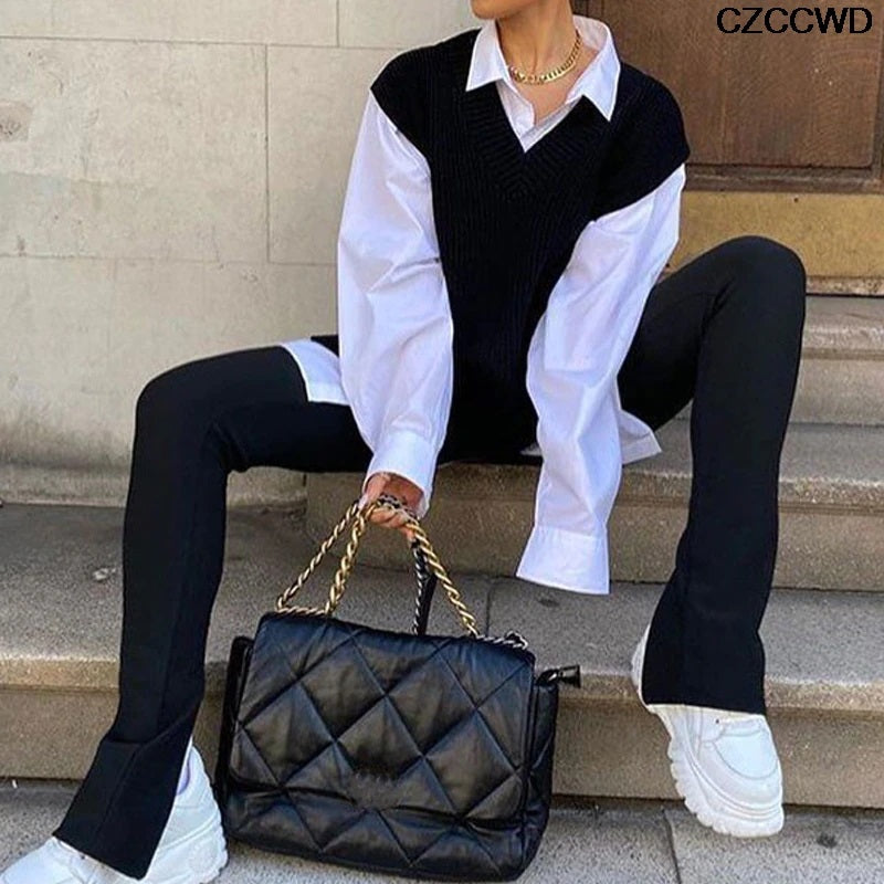 Anna White Sweater Vest Outfit