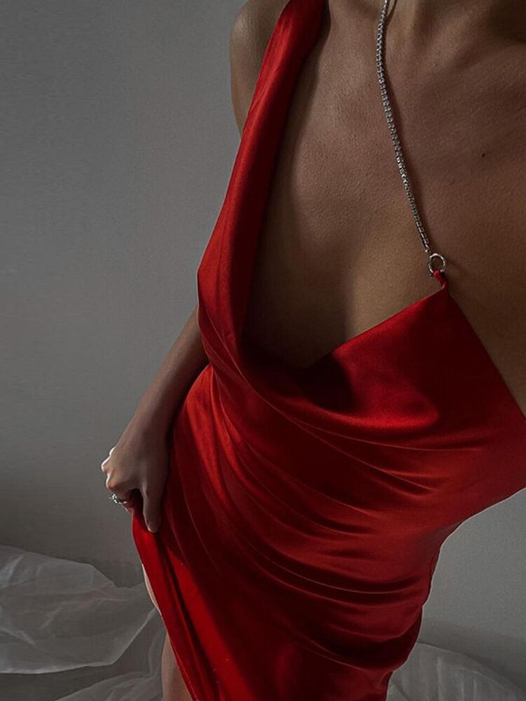 Arielle Sleeveless Backless Sexy Chain Straps Mini Dress