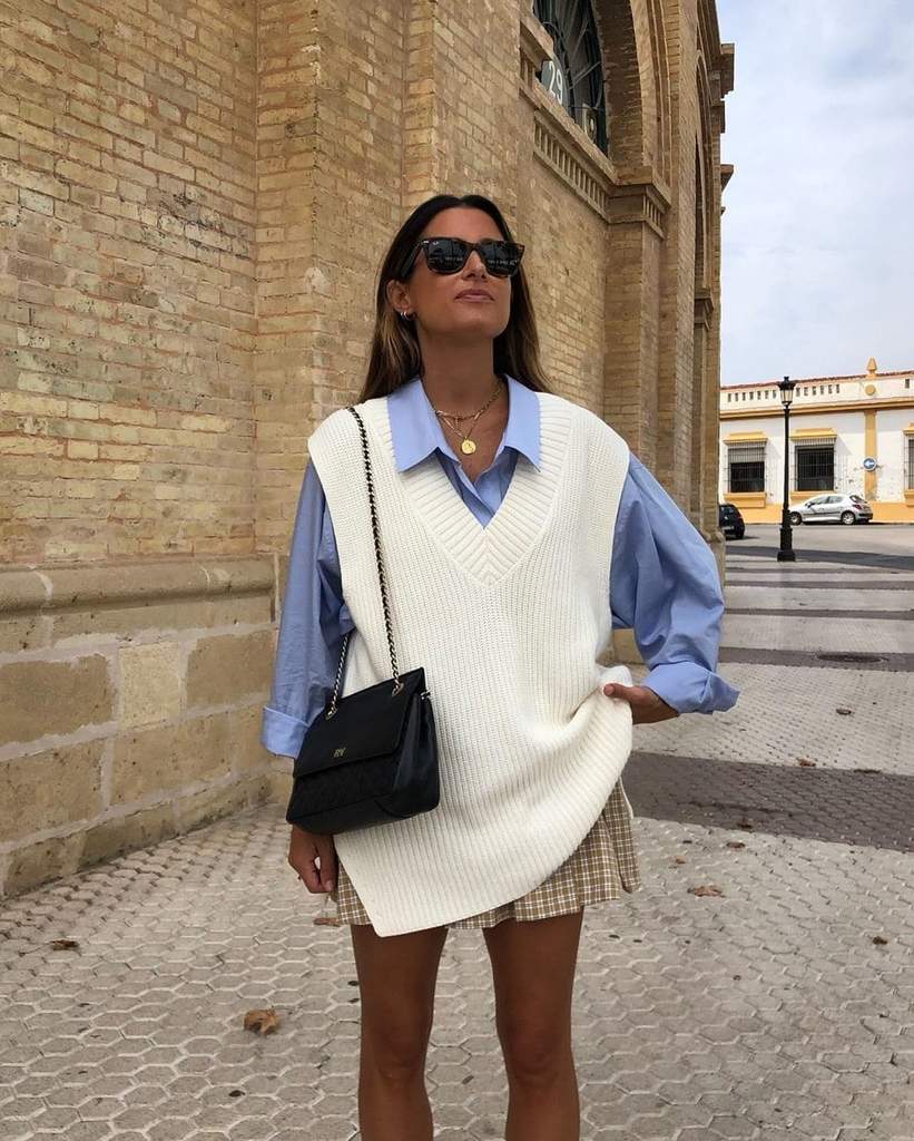 Anna White Sweater Vest Outfit